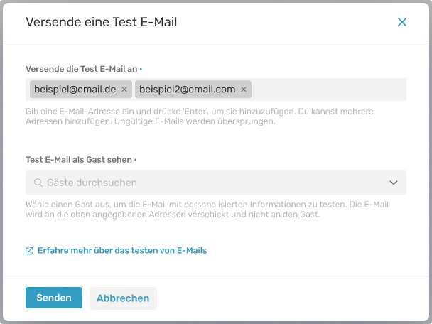 Test E-Mail aus Builder senden