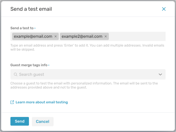 Send test mails from builder