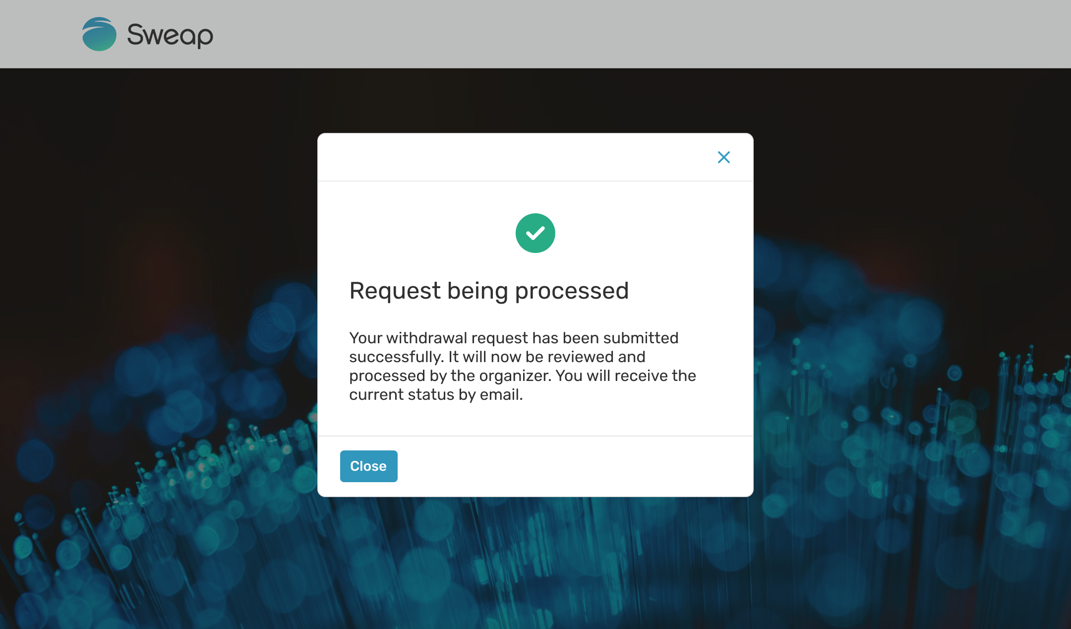 Opt-out dialog in success state with the confirmation "Request received"