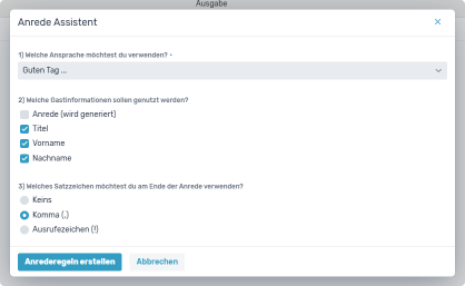 Anrede Assistent Setup