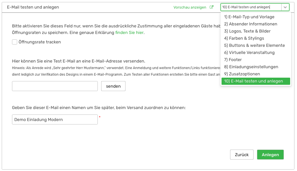 Einladung Erstellen Mit Der Vorlage Modern Mate Help Center Support