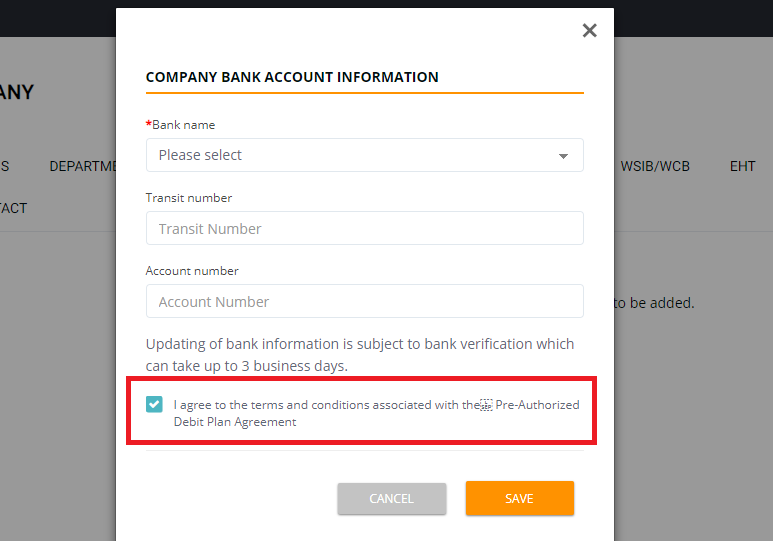 setup bank account