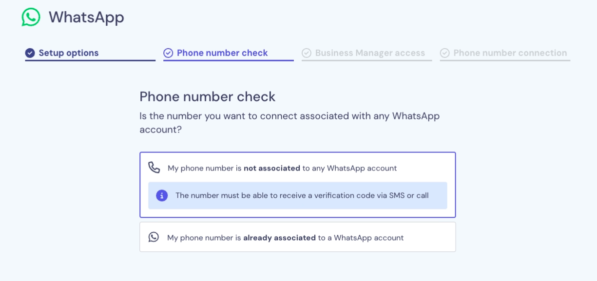 Screenshot that shows how to check if a phone number is already connected to the WhatsApp account