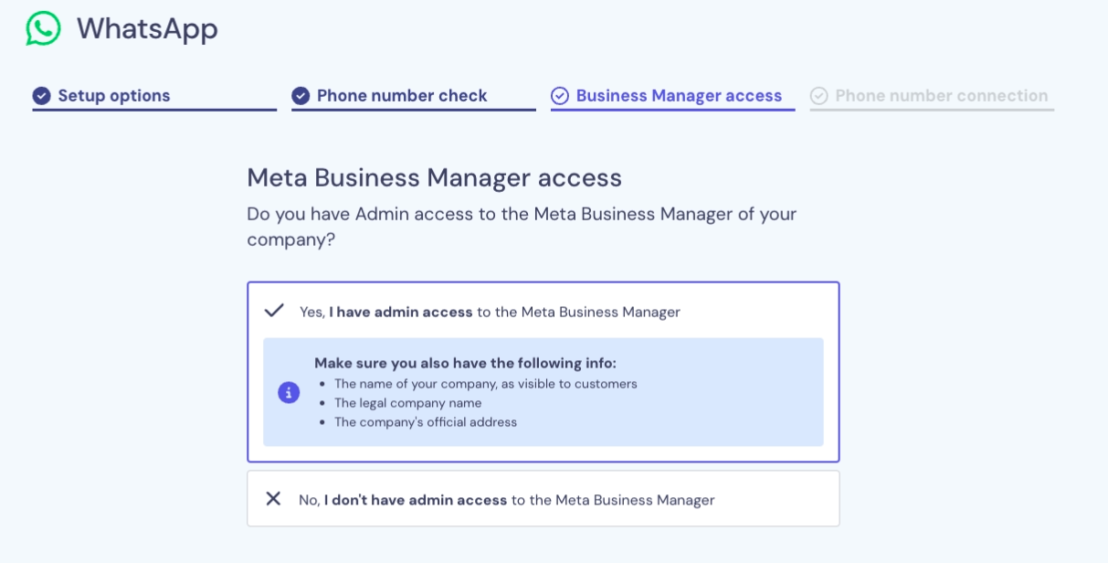 Screenshot that shows how to check if you have access to the Meta Business Manager