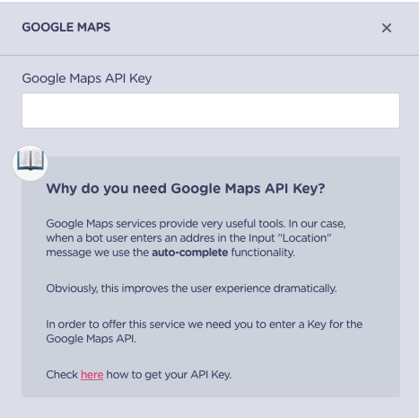google maps api key for address block
