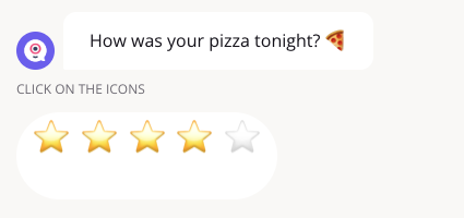 Chat asking How was your pizza tonight with five stars, the first four highlighted