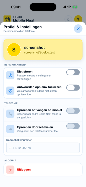 Bereikbaarheid en telefonie in Profiel en instellingen op iPhone