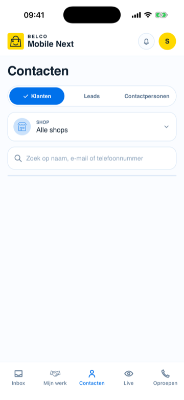 Contacten zoeken in Belco Mobile Next op iPhone