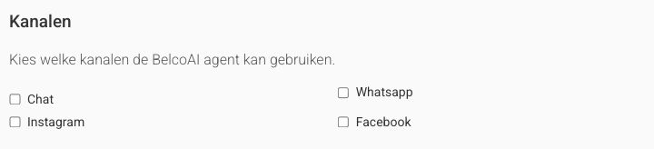 Kanaalkeuze van AgentAI: Chat, WhatsApp, Instagram en Facebook