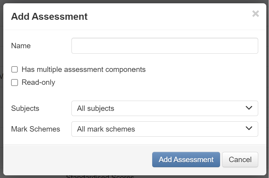 Add assessment options