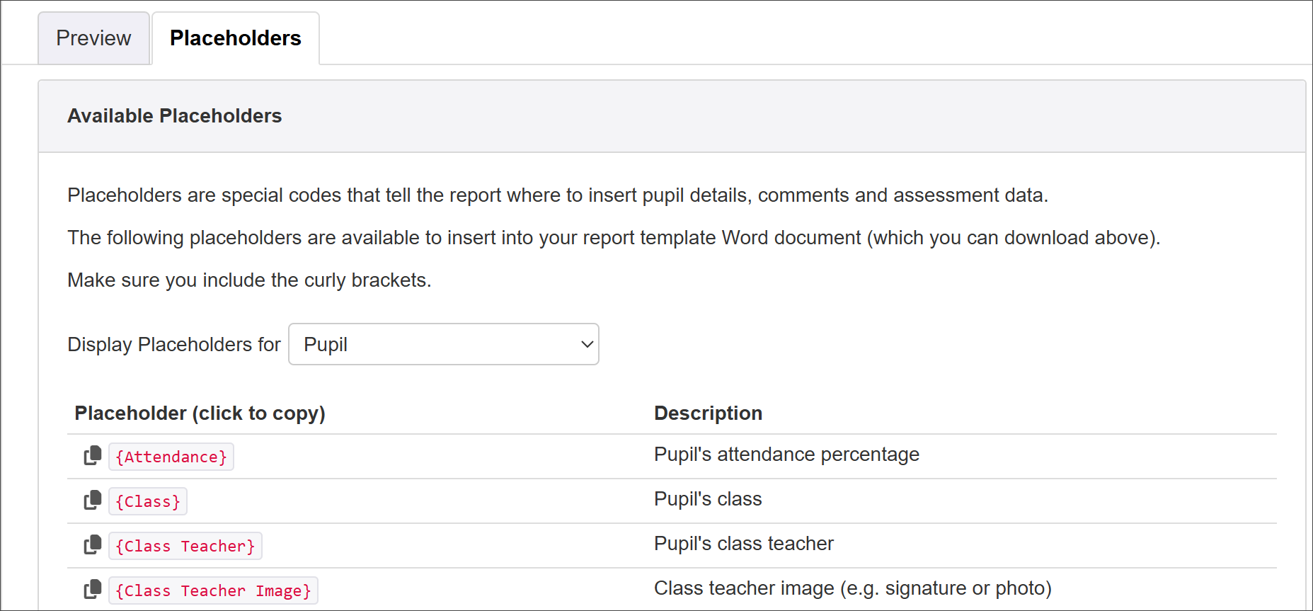 Adding the Class Teacher Image placeholder to parent reports