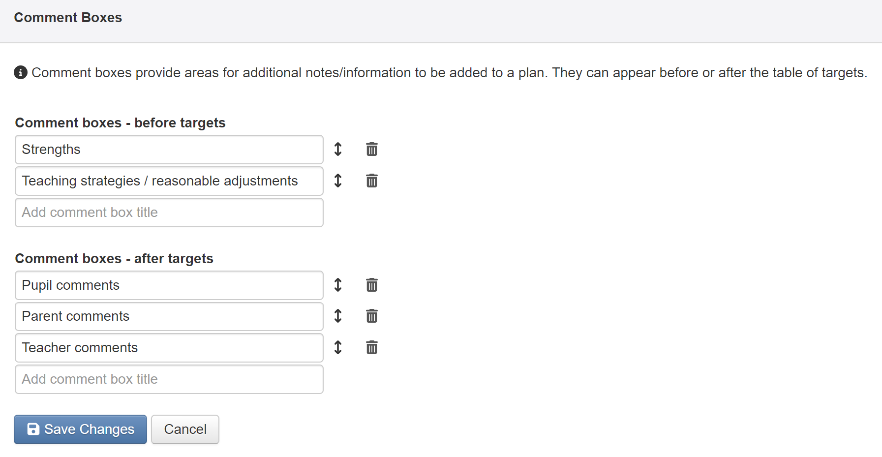 Edit comment boxes