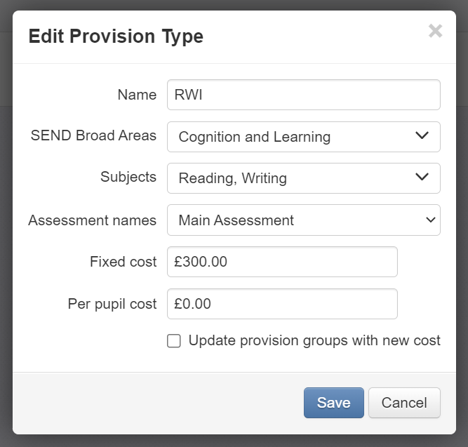 Edit provision type