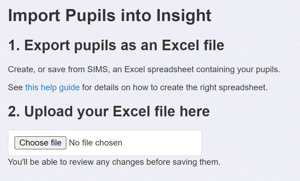 Import pupils from Excel
