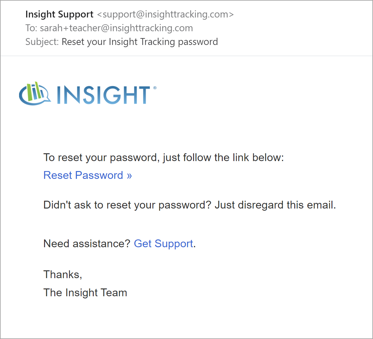 Reset your password email