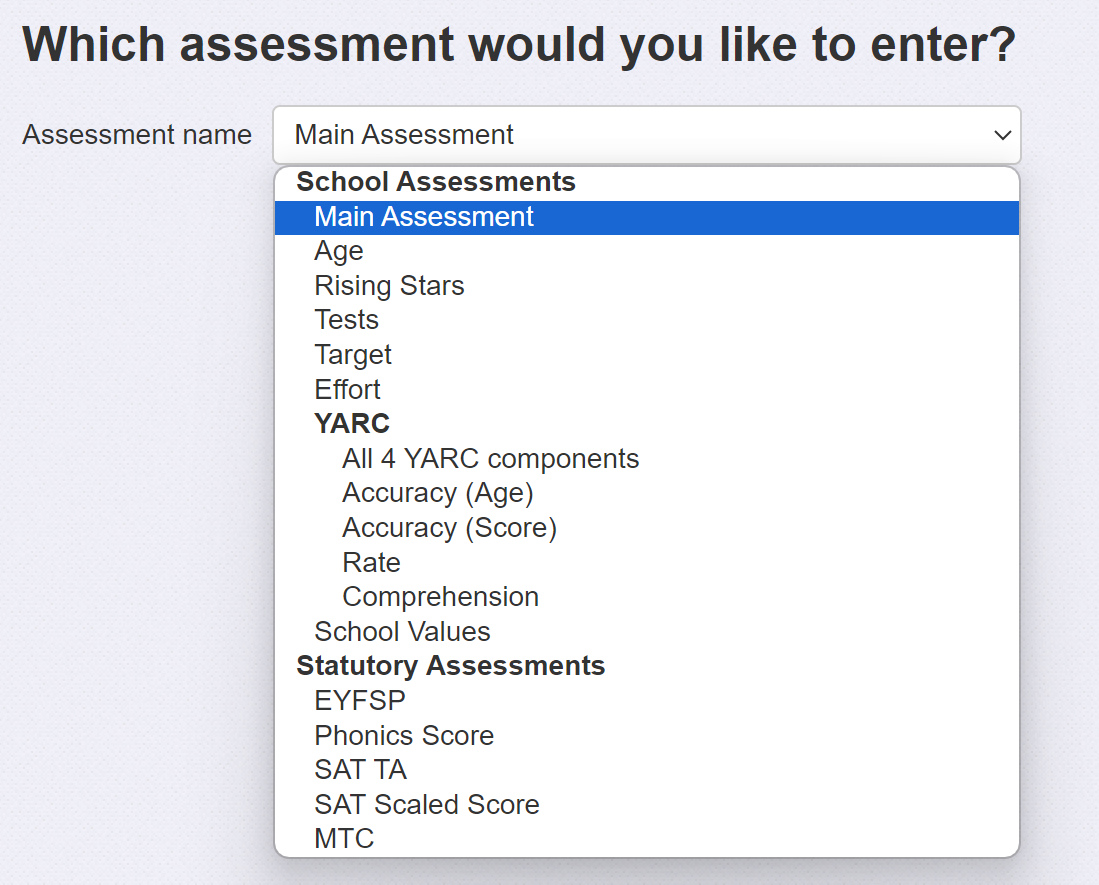 assessment name