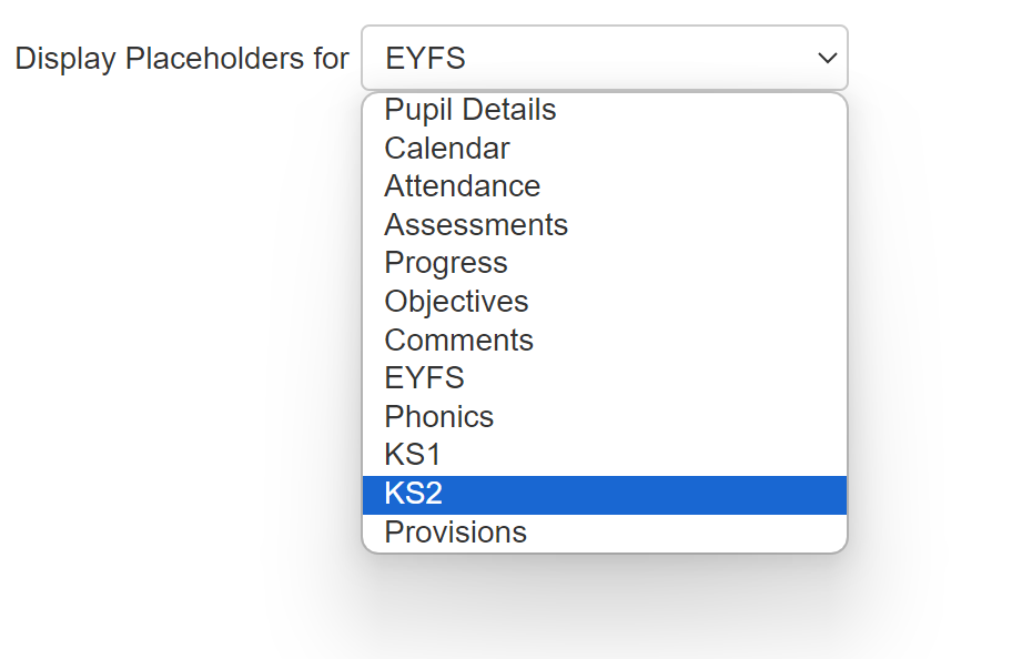 statutory assessment placeholders