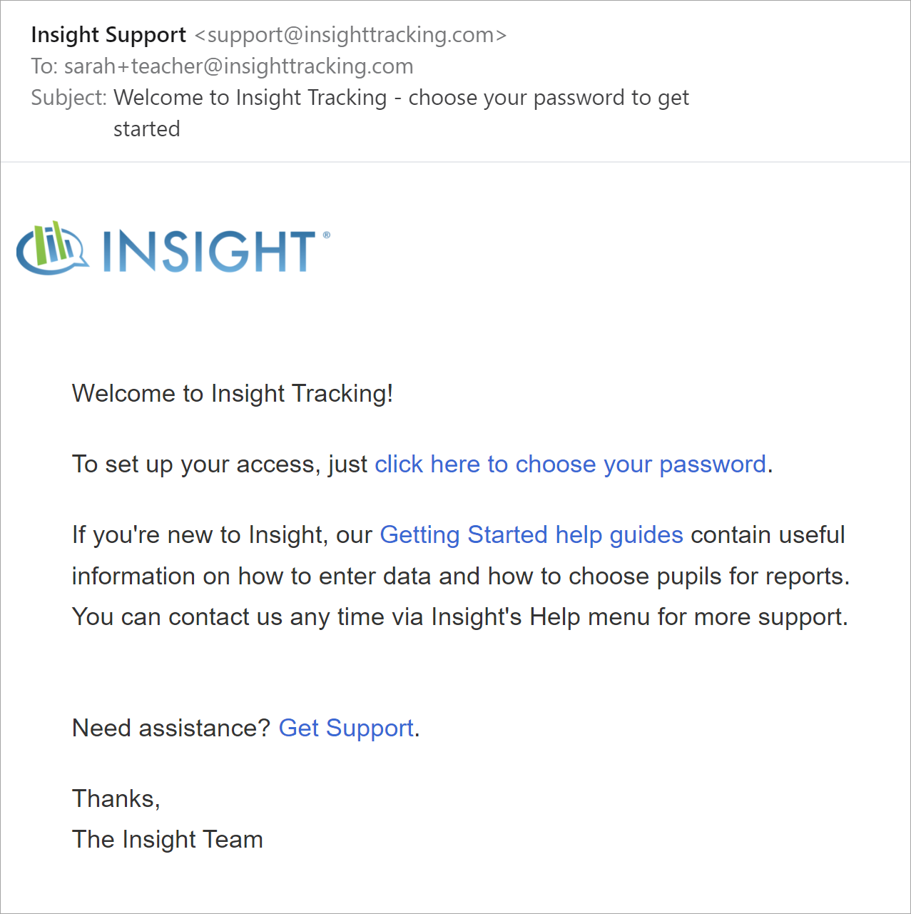 Invitation to Insight email