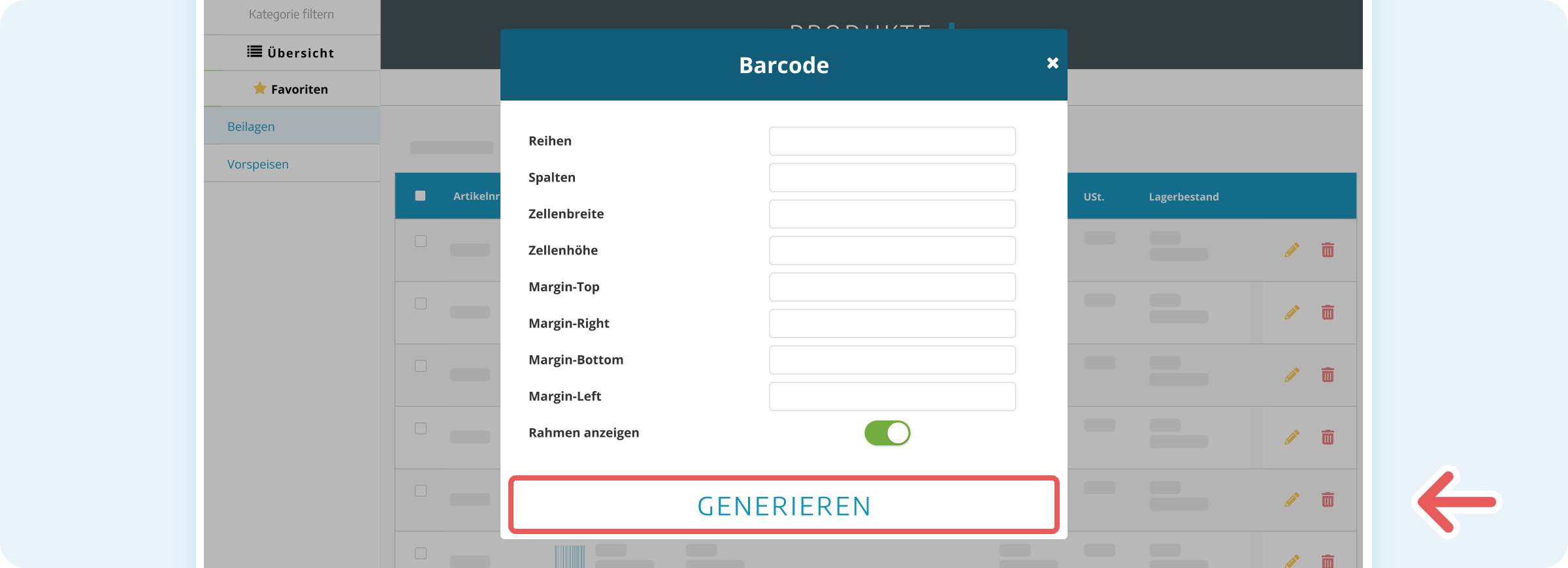 Barcode-Ausdruck generieren