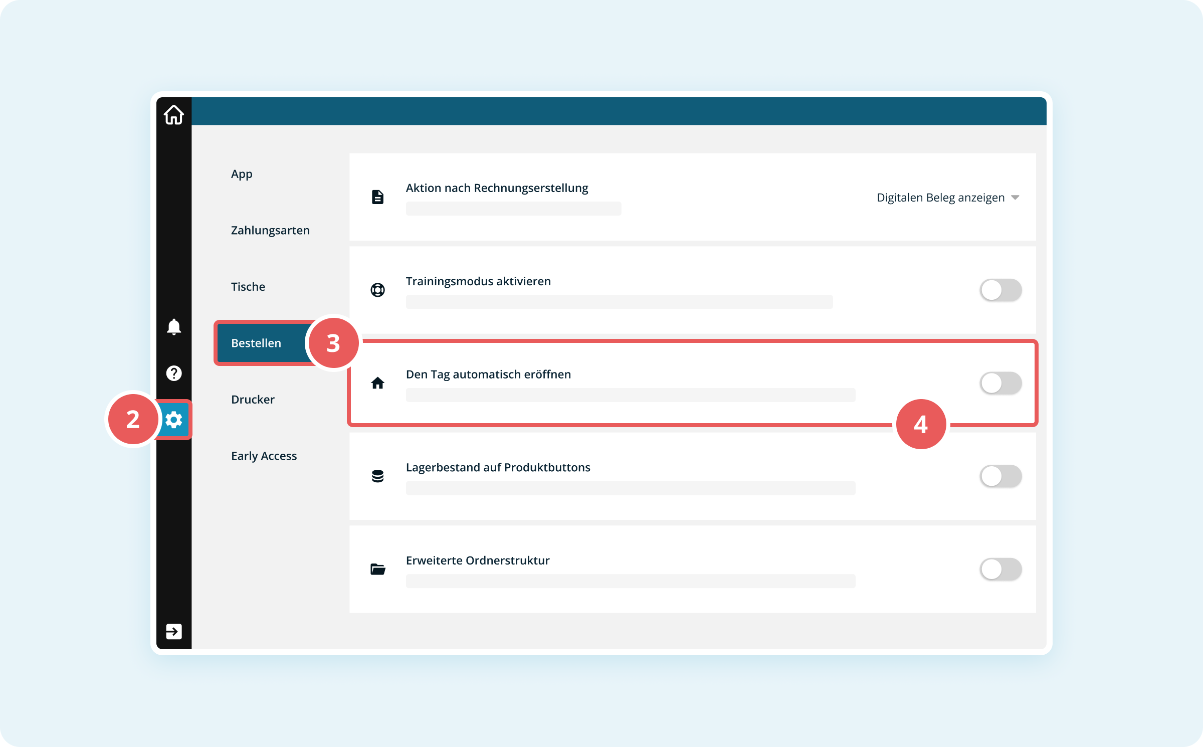 Tag automatisch eröffnen in der Kassenoberfläche