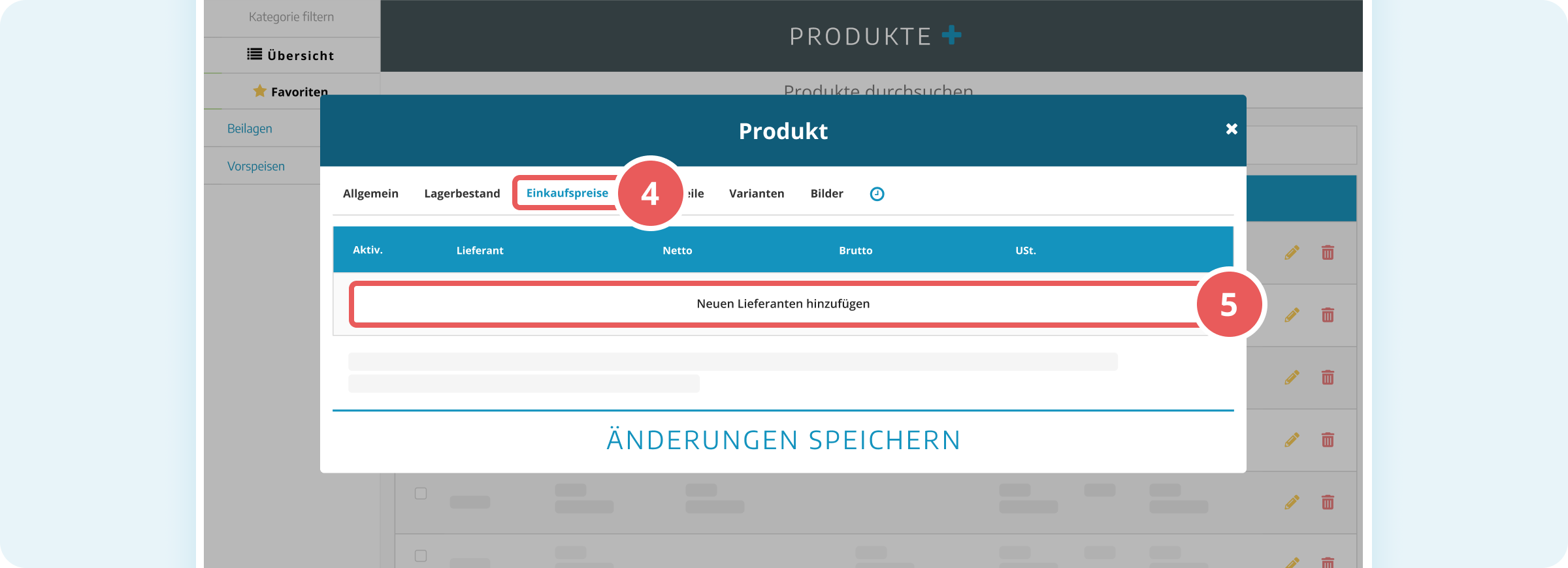 Einkaufspreis zu einem Produkt hinzufügen