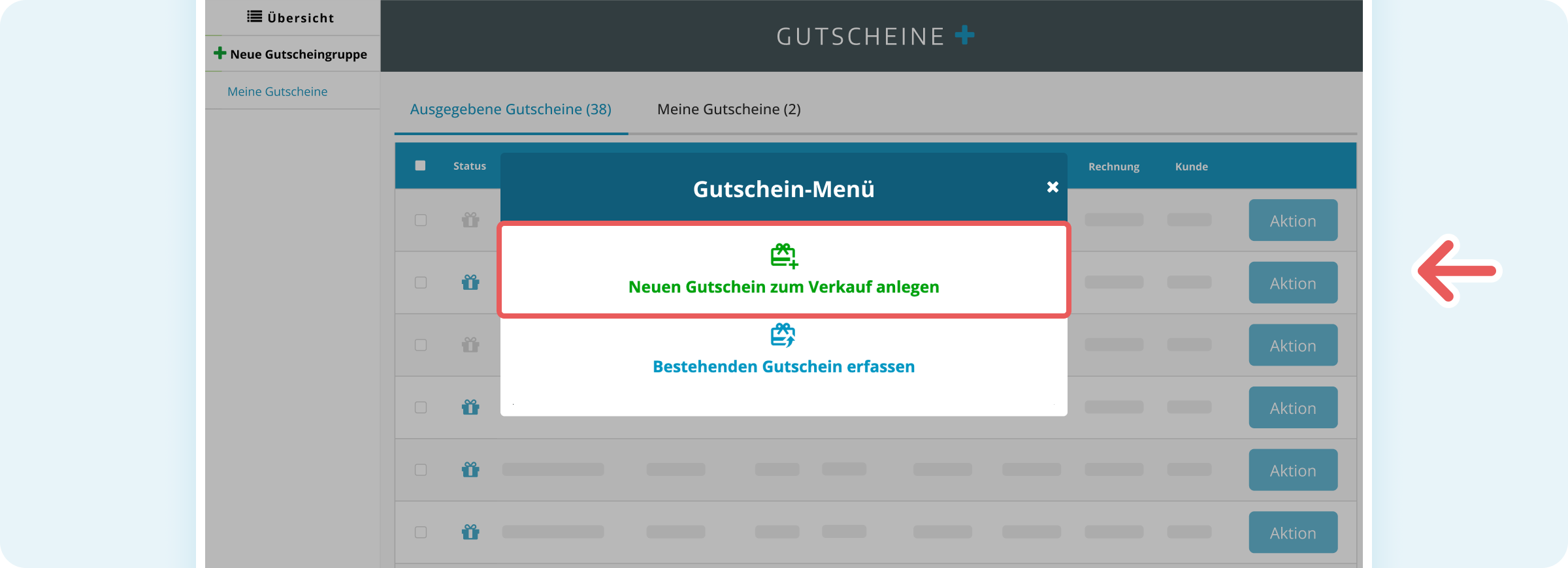Neuen Gutschein zum Verkauf anlegen