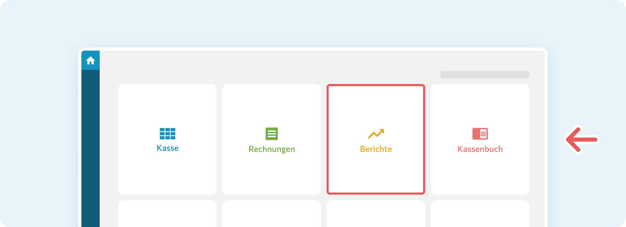 Berichte-Kachel in der Kassenoberfläche