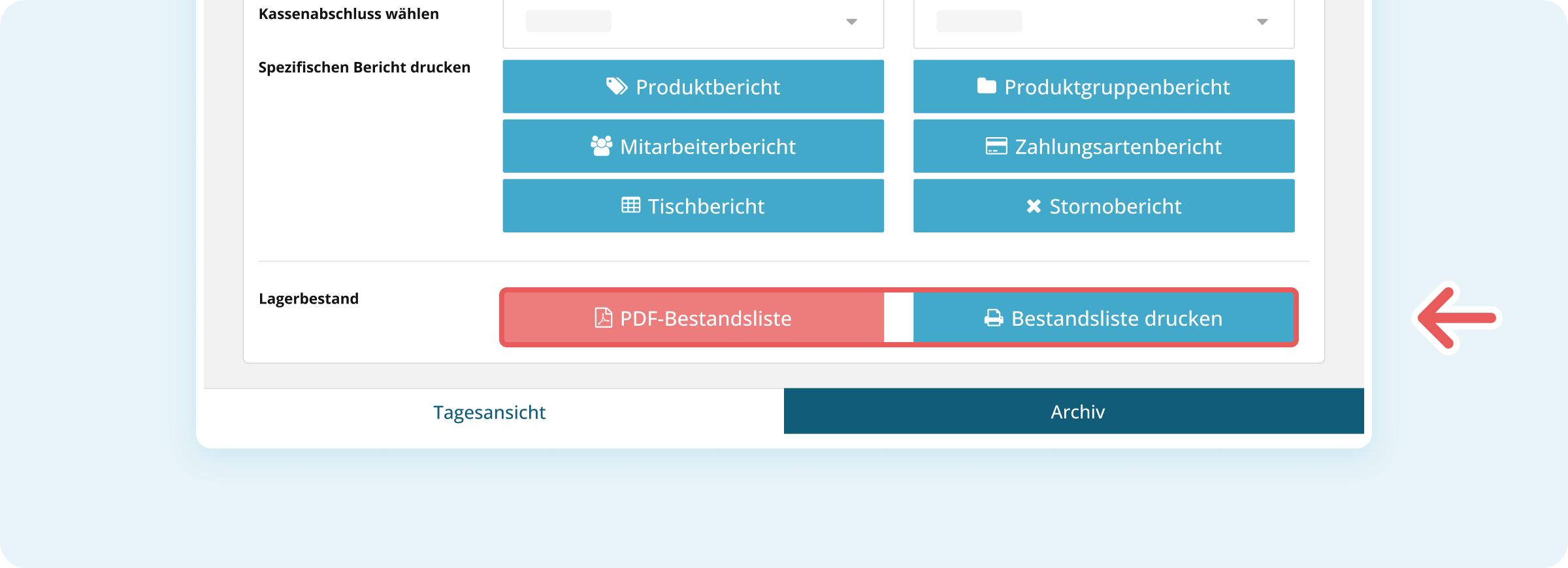 Bestandsliste drucken