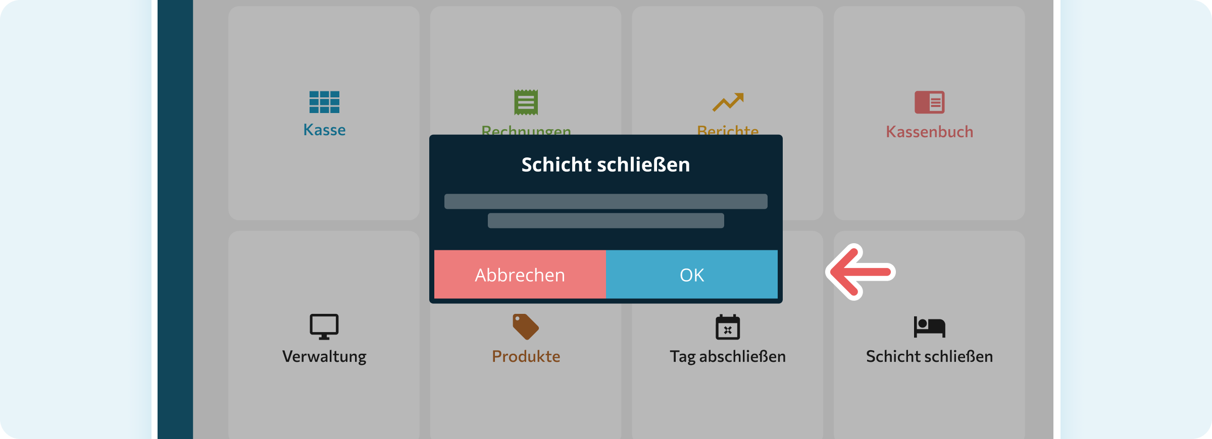Screenshot des Bestätigungsdialogs beim Schließen der Schicht