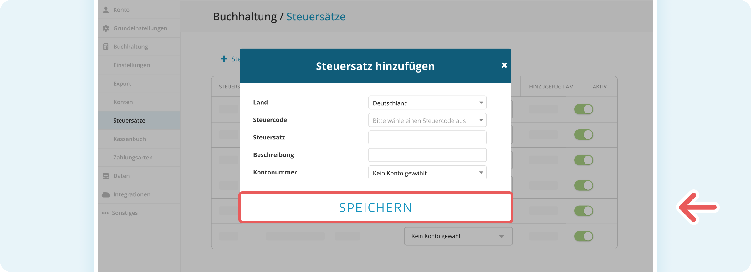 Steuersatz hinzufügen