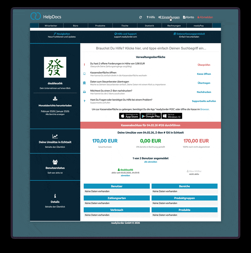 SumUp mit ready2order verbinden