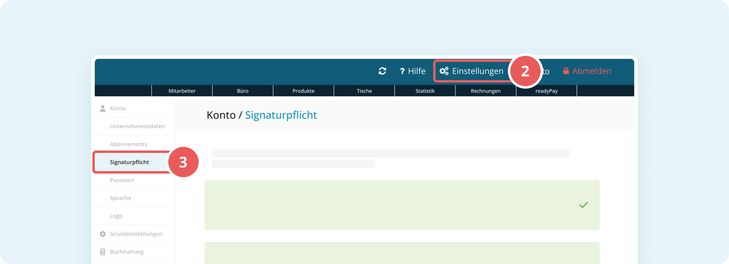 Signaturpflichteinstellungen