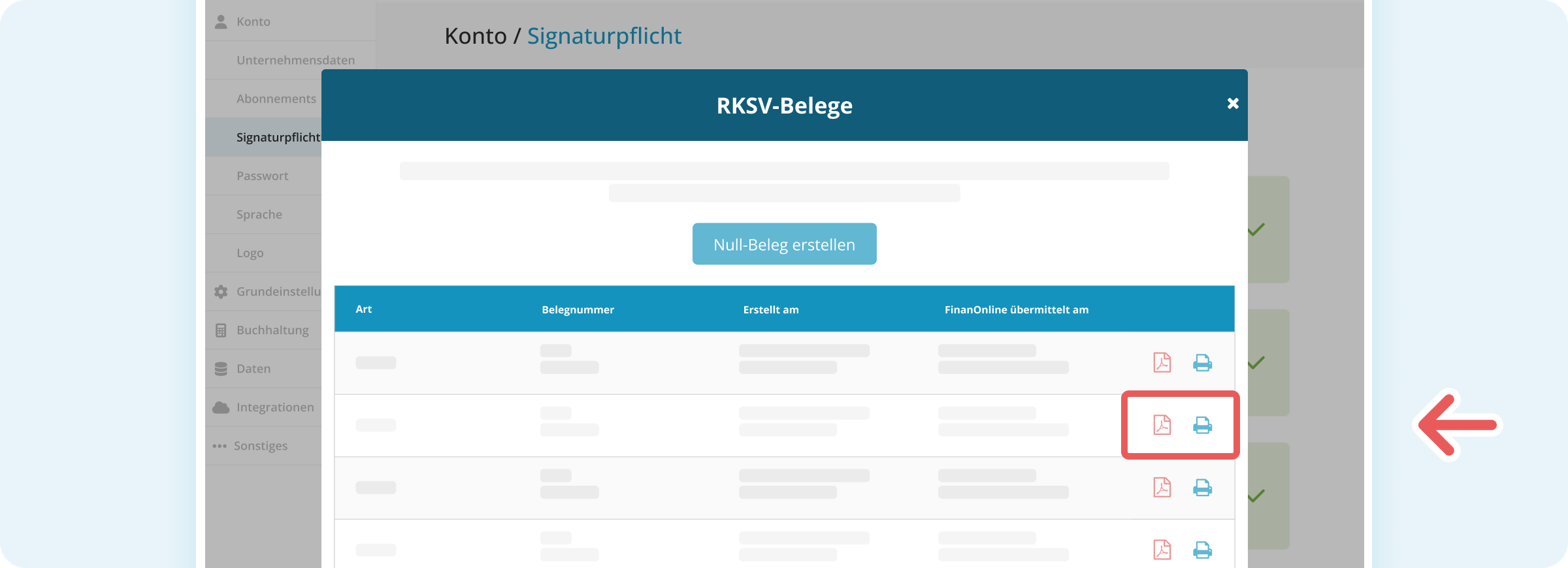 Nullbeleg herunterladen oder drucken
