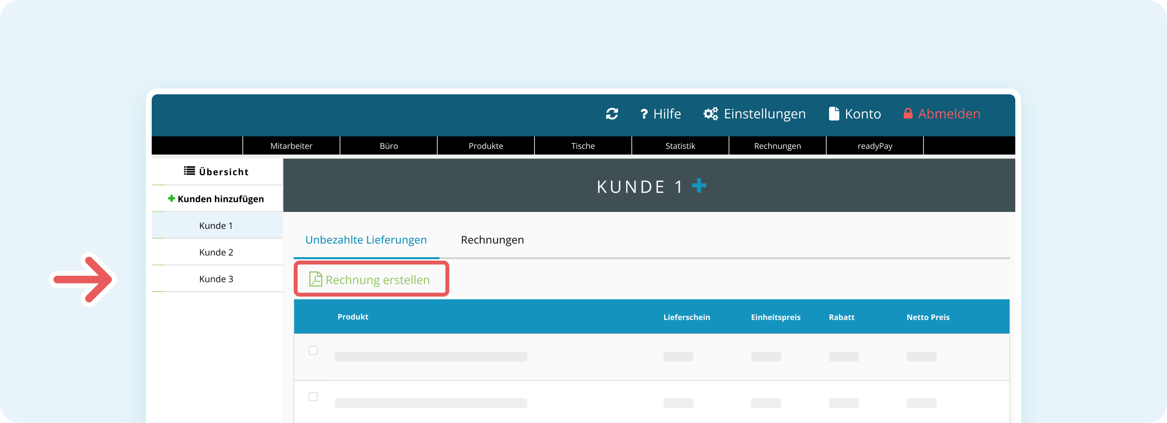 Rechnung aus Lieferschein erstellen in der Verwaltungsoberfläche