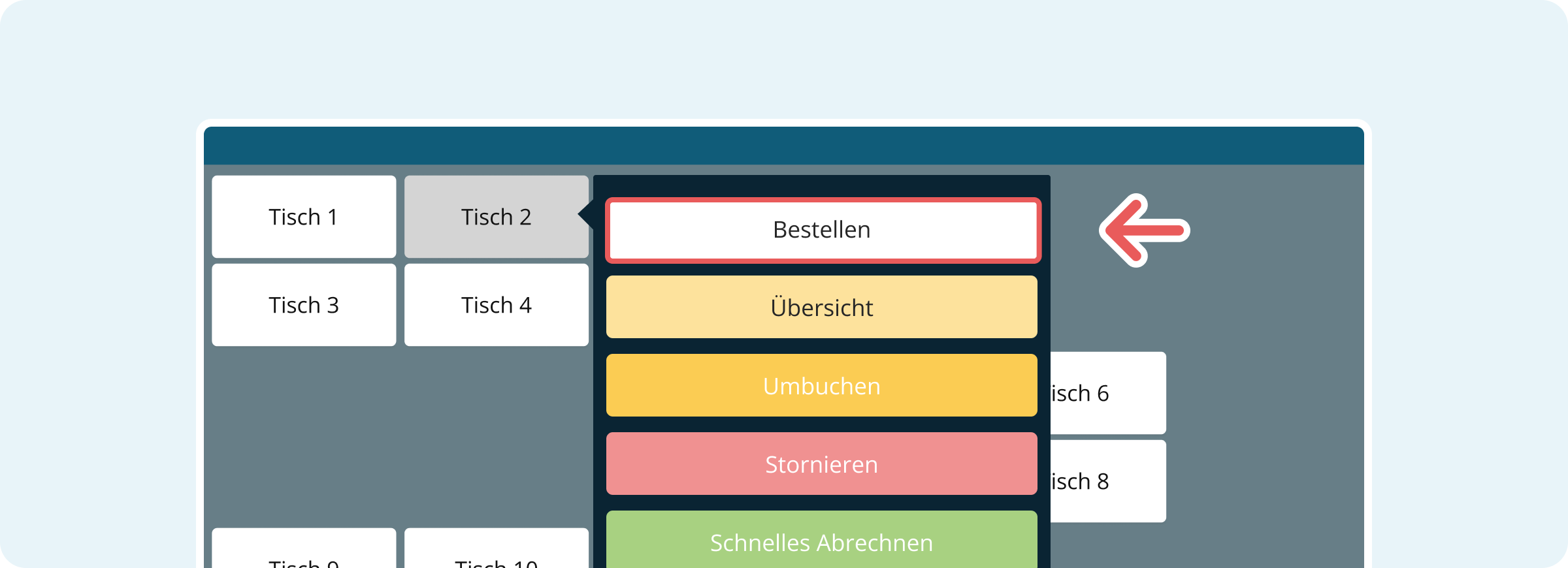 Bestellen-Button in der Tischübersicht