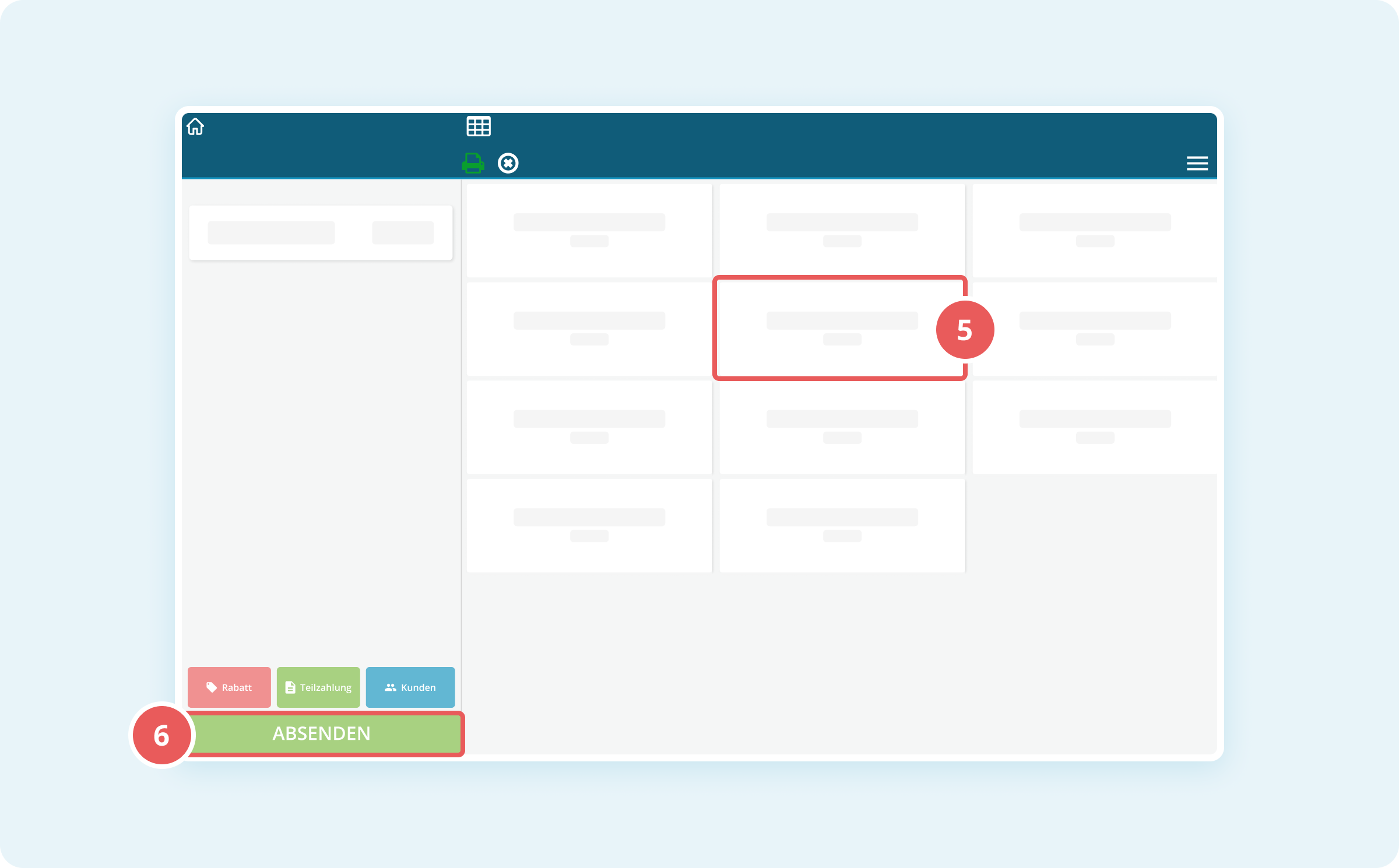 Einem Tisch eine Bestellung hinzufügen
