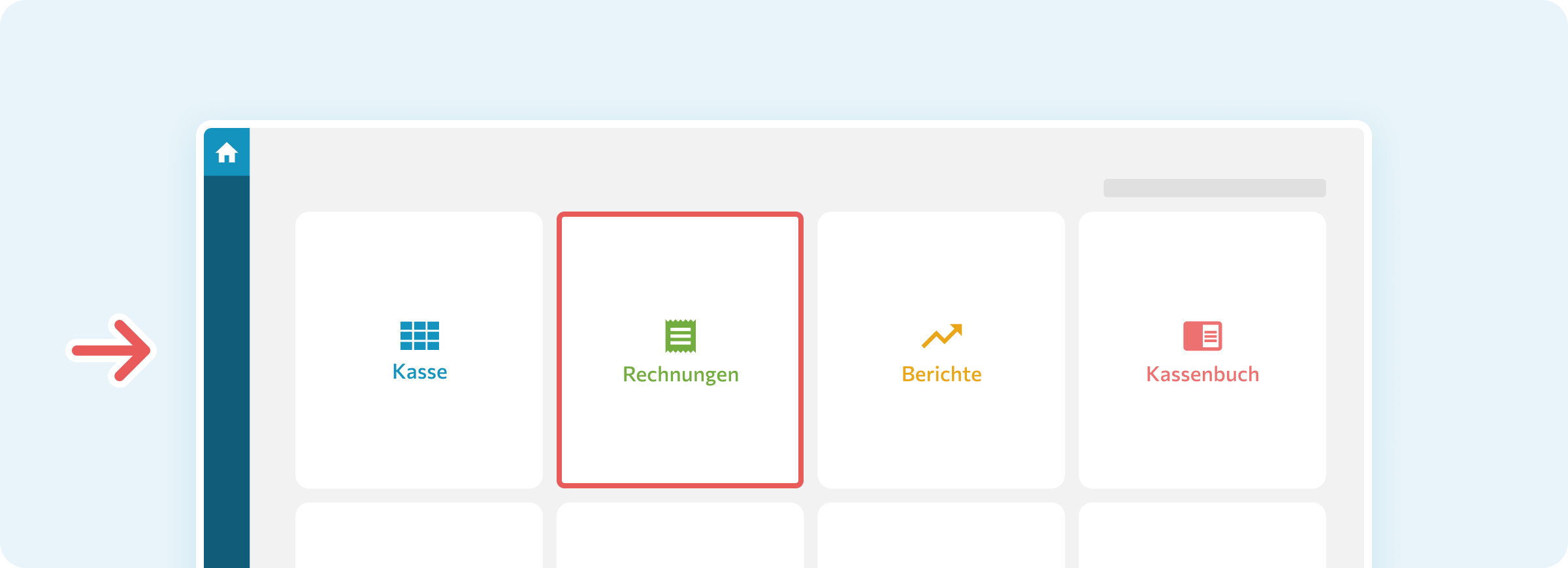 Navigation zu den Rechnungen in der Kassenoberfläche