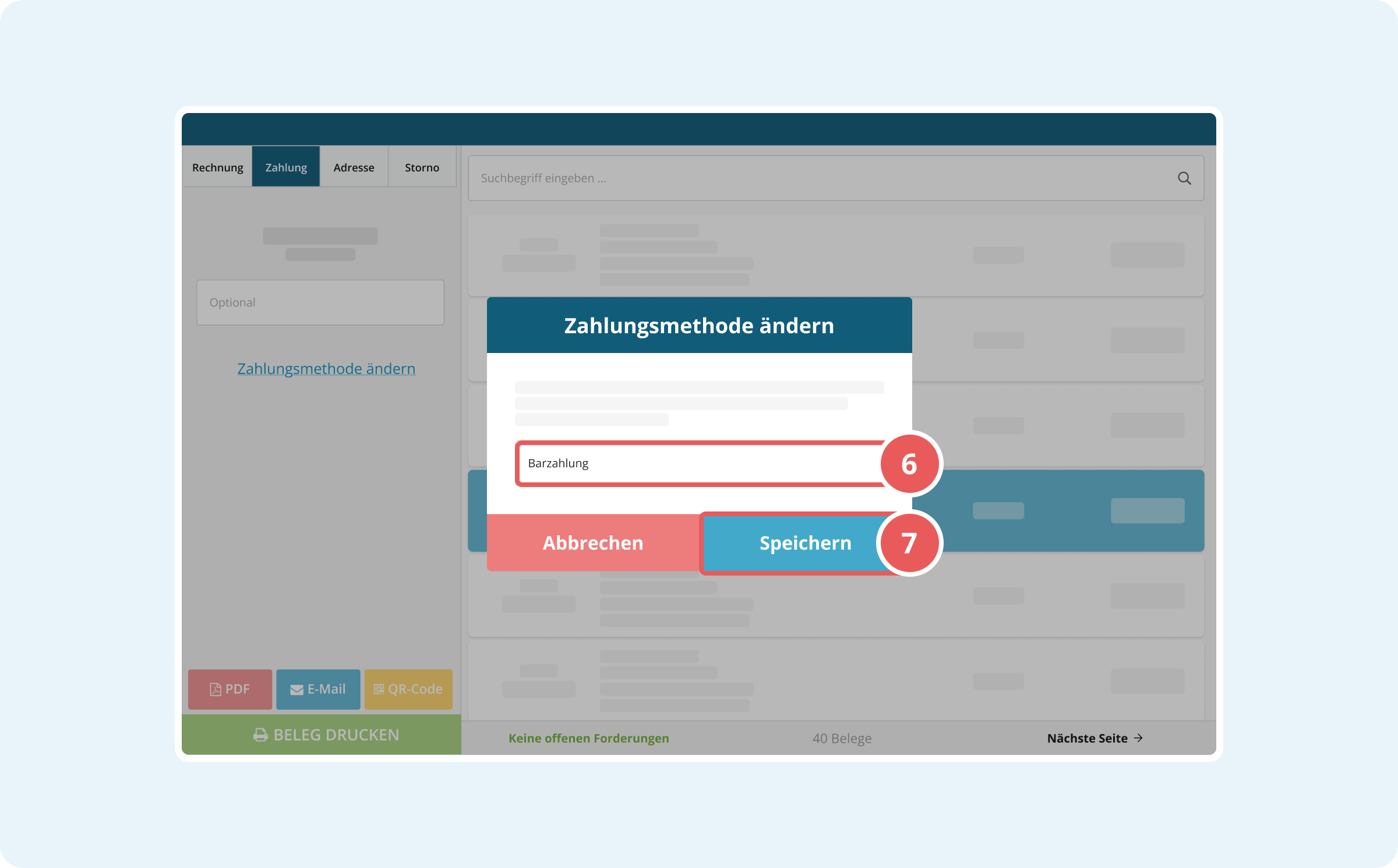 Geänderte Zahlungsmethode auswählen
