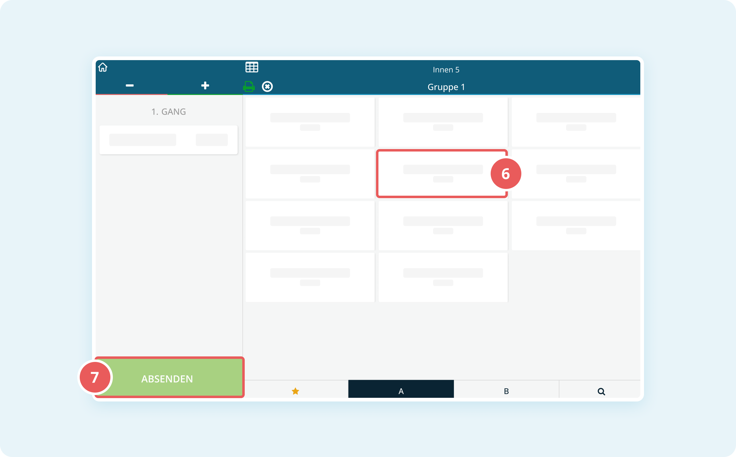 Bestellungen auf Tischen aufnehmen