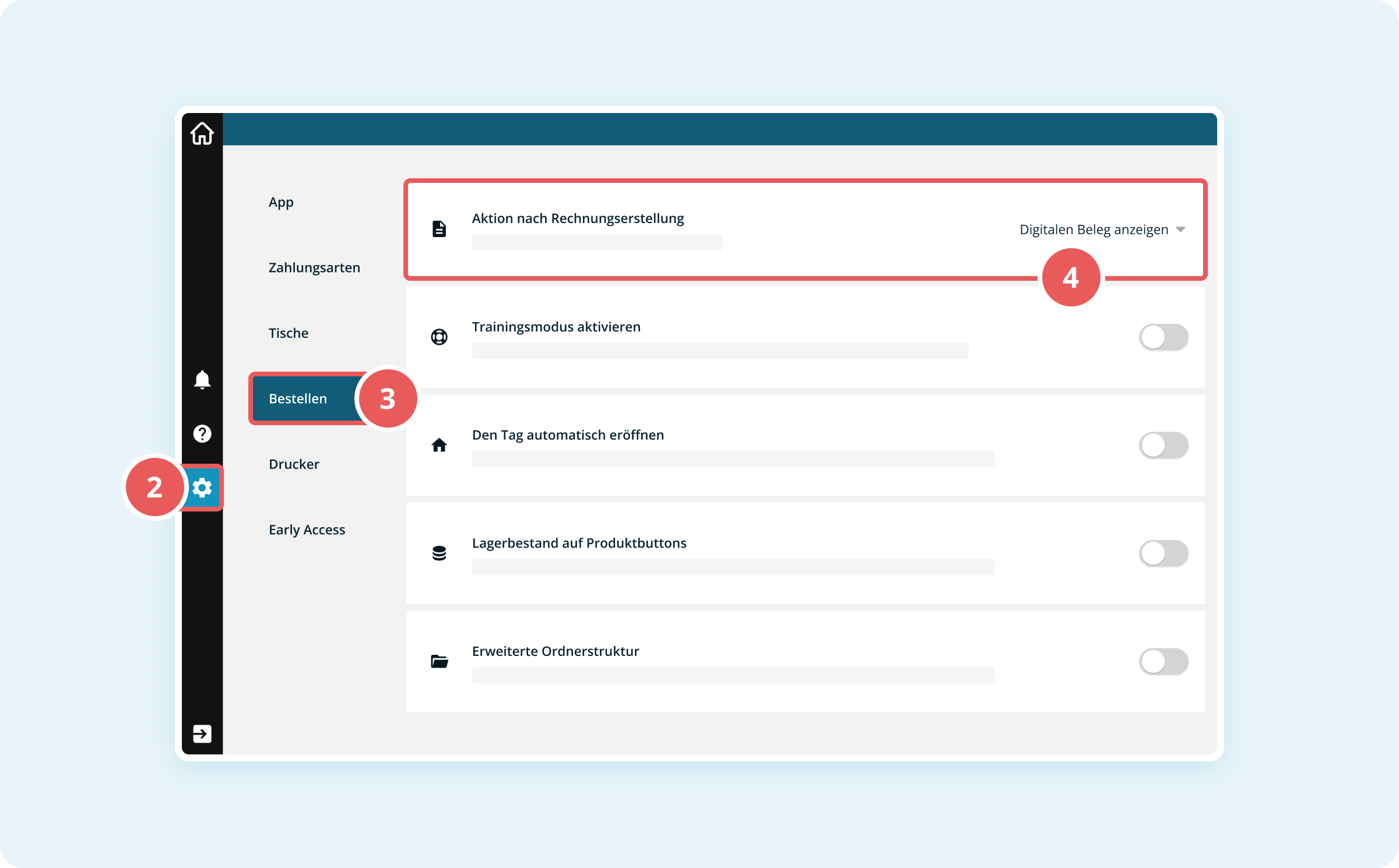 Screenshot der Einstellung der Aktion nach Rechnungserstellung