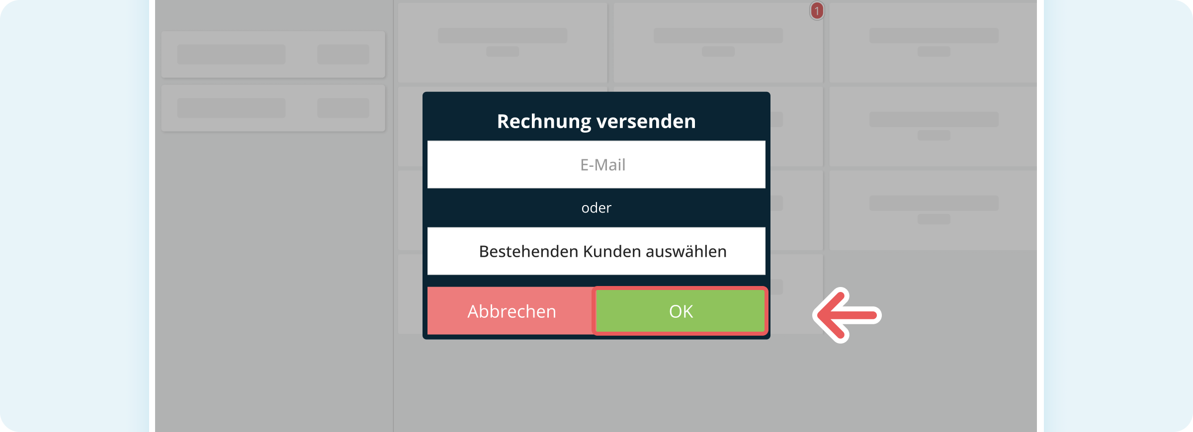 E-Mail-Eingabe-Dialog für Rechnungsversand