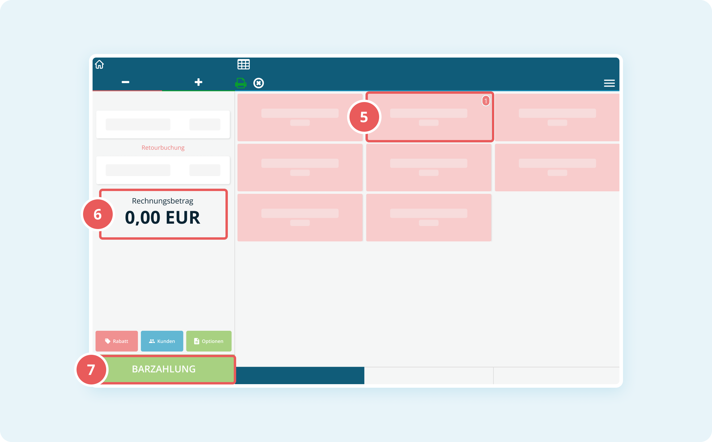 Letzte Schritte zur Erstellung des Nullbelegs in der Kasse