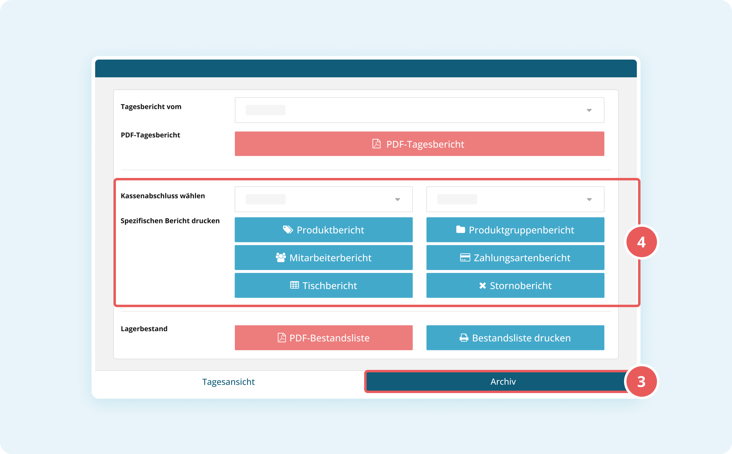 Tagesabschluss in der Kassenoberfläche (POS) nachdrucken