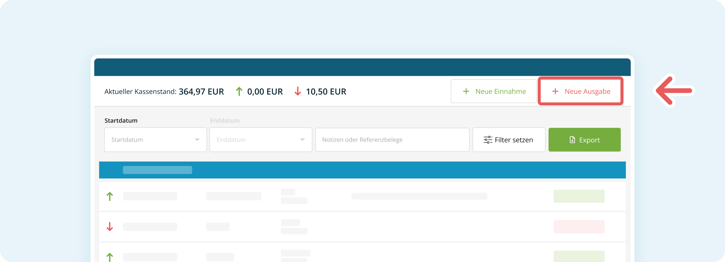 Neue Ausgabe im Kassenbuch erfassen