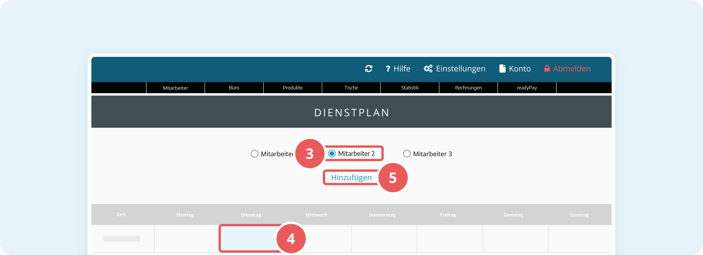 Mitarbeiter zu Dienstplan hinzufügen