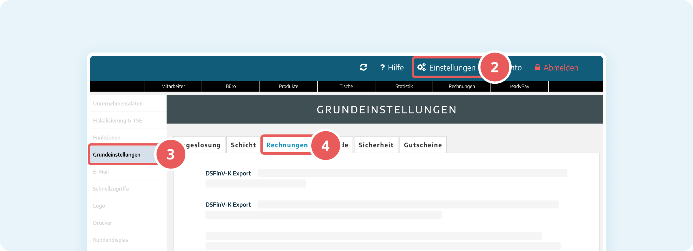Rechnungseinstellungen in der Verwaltungsoberfläche
