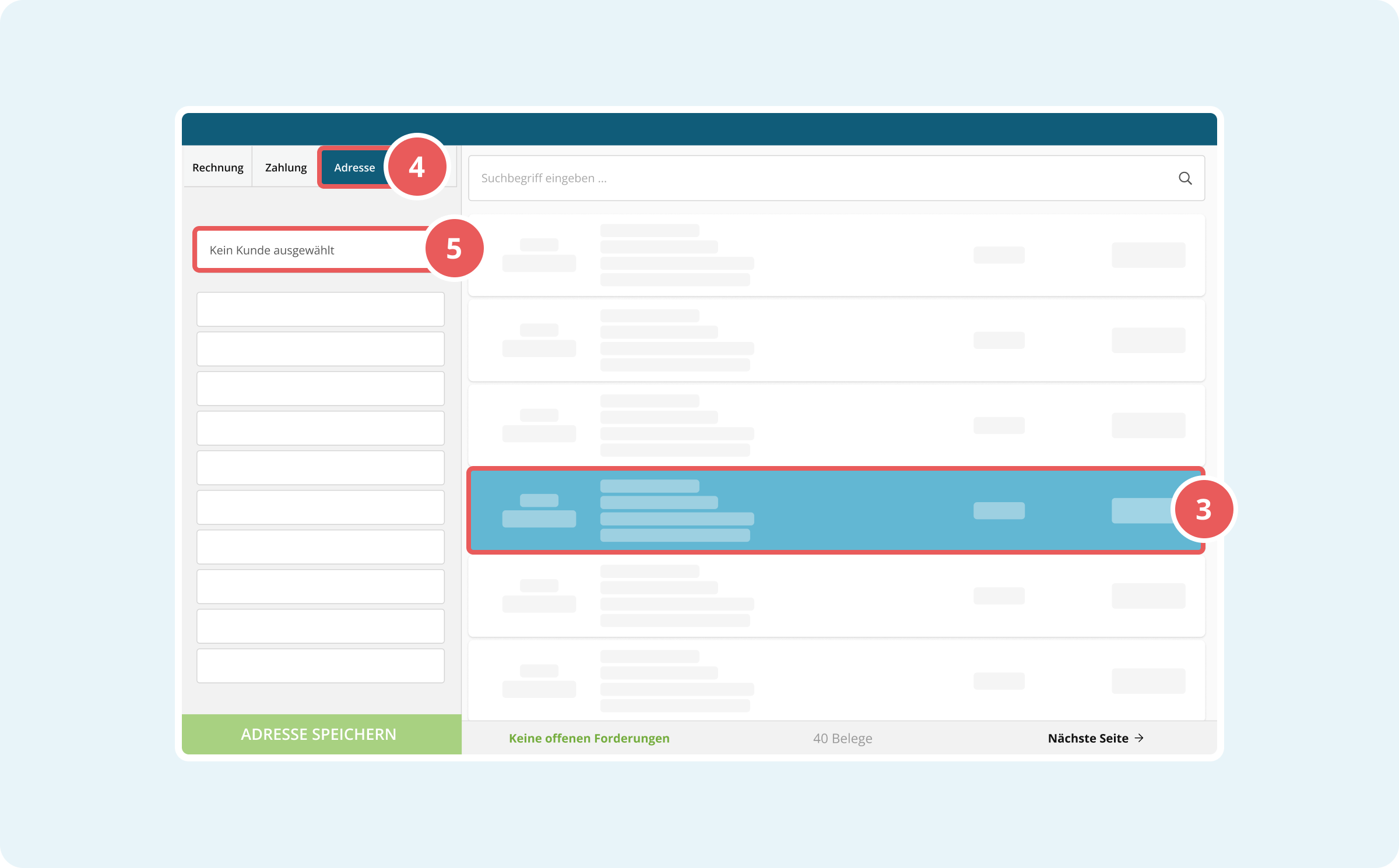 Kunden in der Kassenoberfläche auswählen