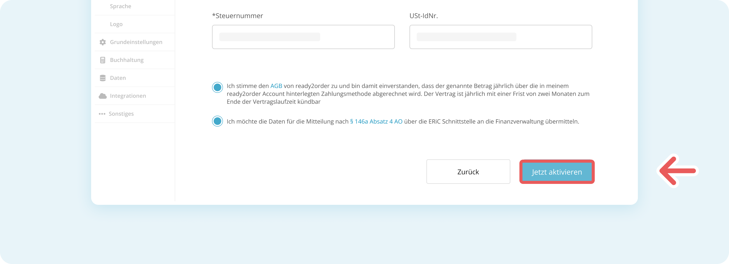 TSE activation screen