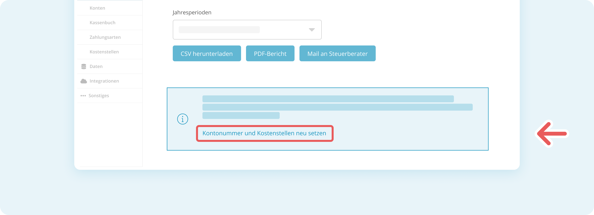 Kontonumern und Kostenstellen neu setzen