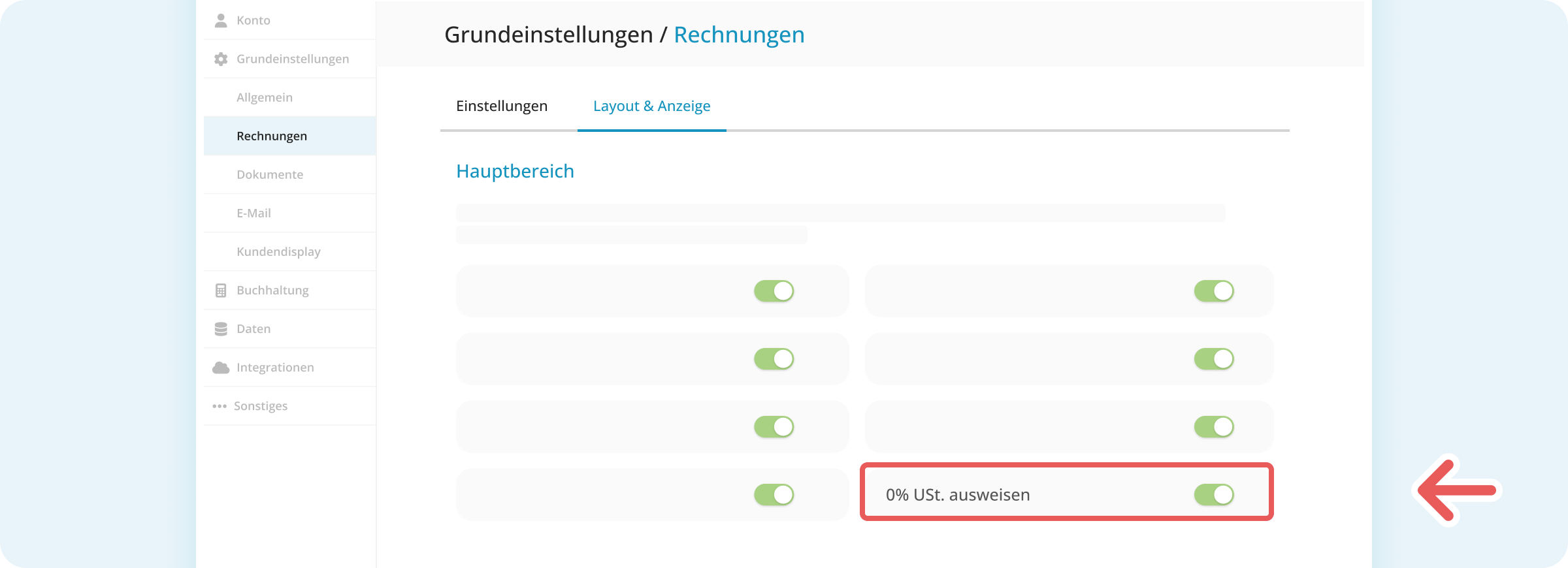 Einstellung 0% Umsatzsteuer ausweisen